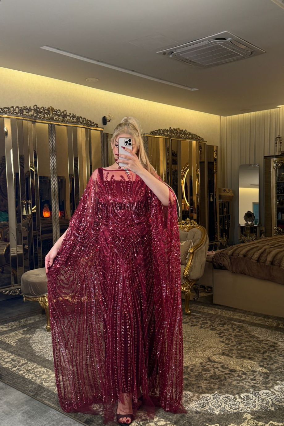 طقم فخم قصب ونمنم وليلو بتصميم يدوي راقٍ – طقم مناسبات فاخر